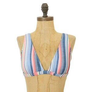 Splendid Halter Swim Bra Top XS Holding Pattern Striped Removable Soft Cup A4